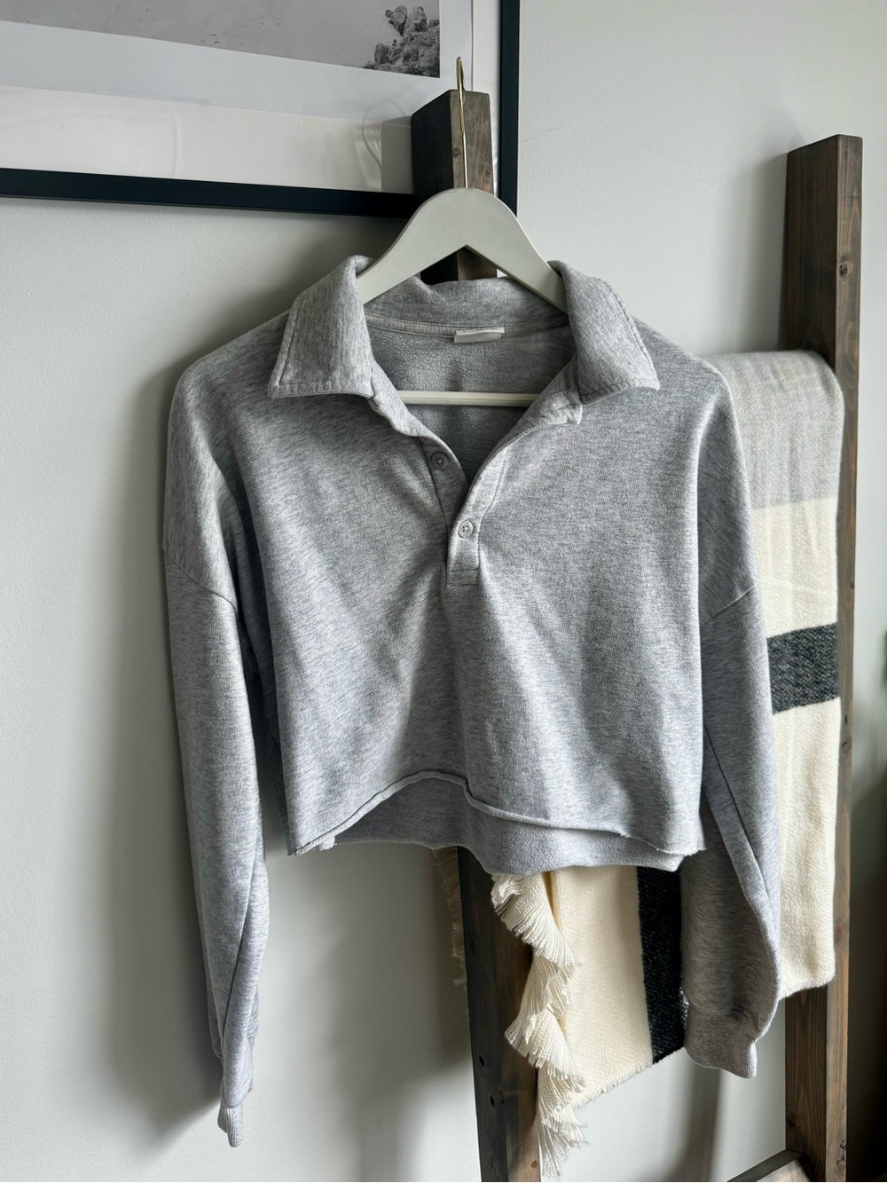 Sunday Best Gray Cropped Collared Sweater